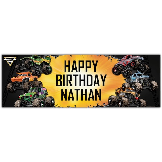 Monster Jam Birthday - Monster Jam Trucks Group Personalised Banner Wall Sticker