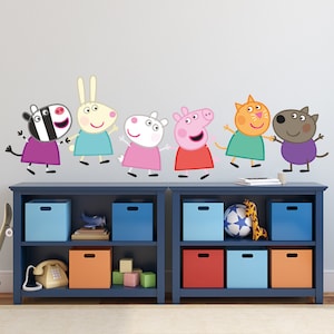 Peppa Pig Wall Sticker - Peppa and Friends Walking in Line Wall Decal Kids Art