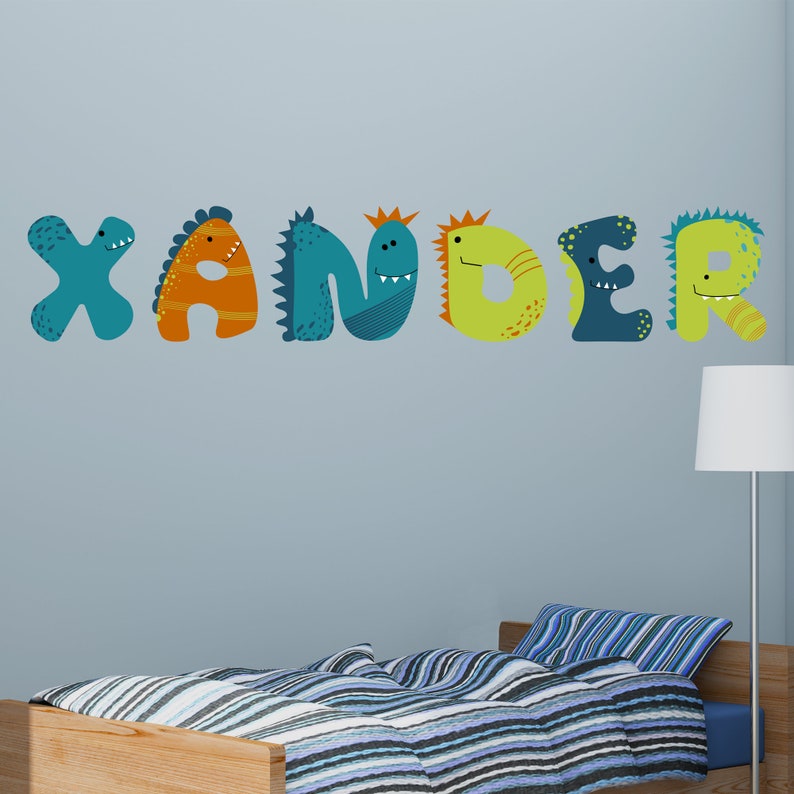 Dinosaur Wall Sticker - Dinosaur Letters Personalised Name Wall Decal ...