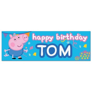 Aniversário da Peppa Pig - Banner de parede personalizado com o George Pig azul