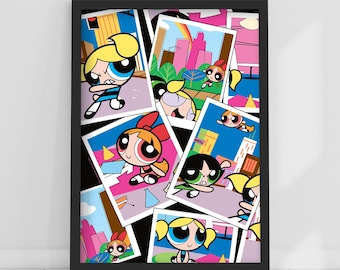 Stampa Powerpuff Girls™ – Trio di collage di immagini da parete con supereroi