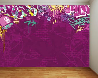 Graffiti Full Wall Mural - Fun Graffiti Wall Art