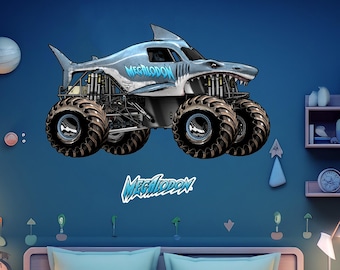 Monster Jam Wall Sticker - Megalodon Monster Jam Truck Wall Decal Art