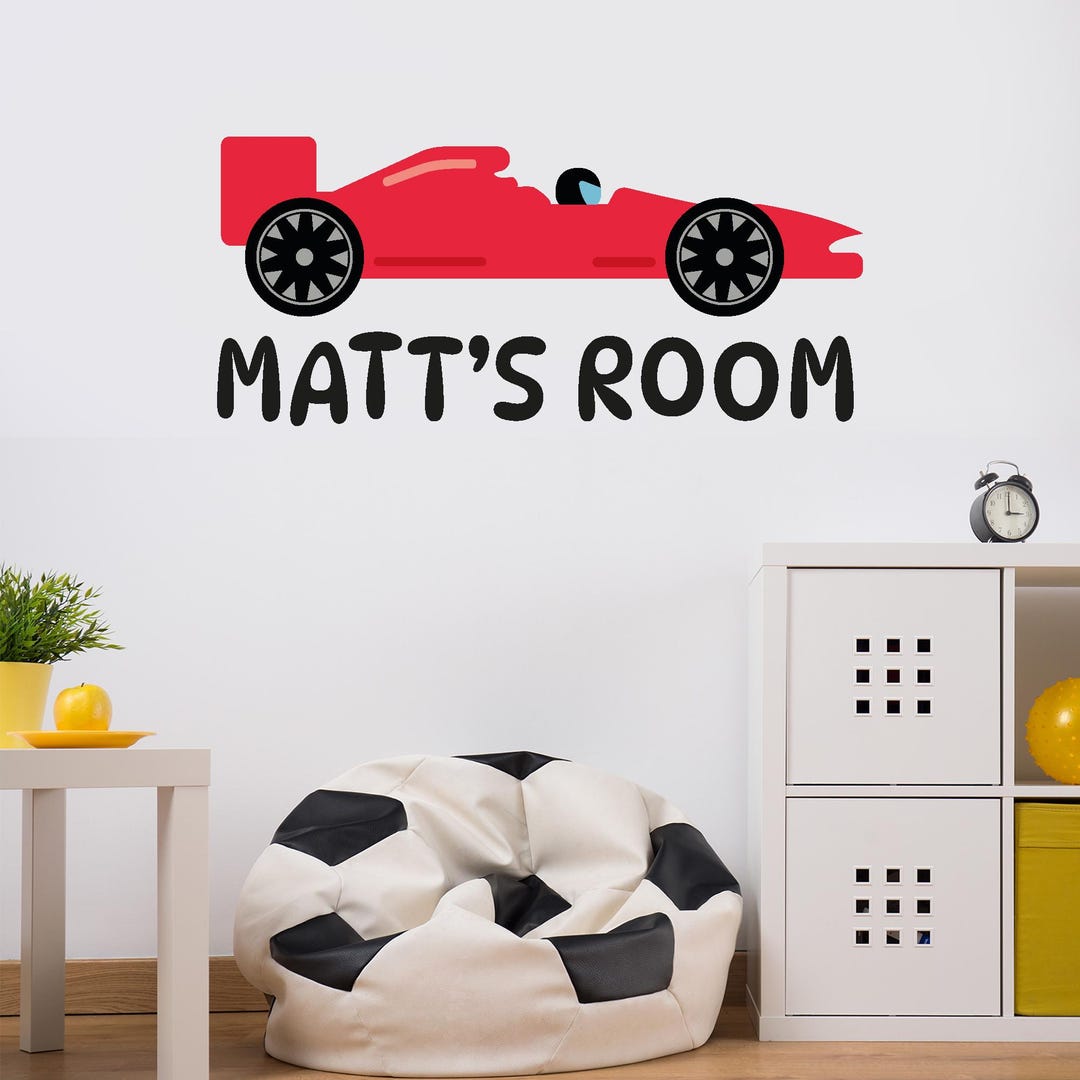 Sticker Racing Home Racing Wall Sticker - Race Car Personalised Name and Colour Sports Car ...