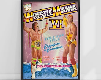Impresión de WWE - WrestleMania Ultimate Warrior y Hulk Hogan Poster Wrestling Wall Art