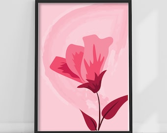 Pink Print - One Pink Flower Poster Wall Art