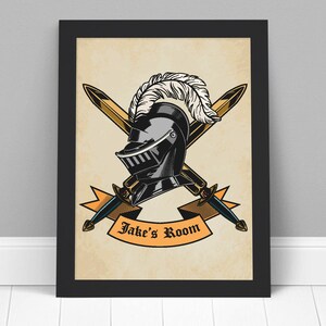 Medieval Wall Art Print - Armour And Scrolls Personalised Poster
