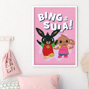 Bing Print - Póster de pared en color rosa de Bing y Sula