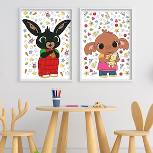 Bing Print - Conjunto de 2 pósteres con los iconos de Bing y Sula para arte de pared
