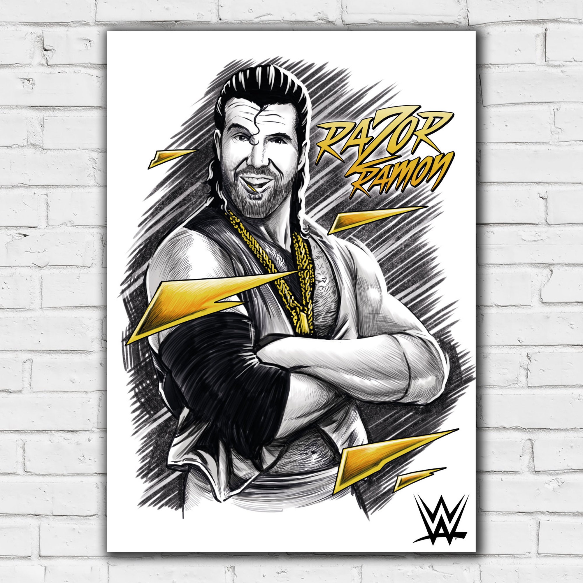 WWE Print - Razor Ramon Sketch Poster Wrestling Wall Art - Etsy