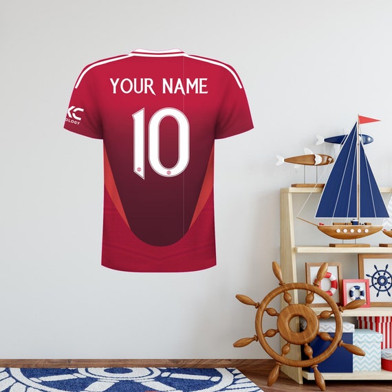 Manchester United Football Club Personalised Shirt Name and Number 24 25 Wall Sticker MUFC Decal Set Etsy