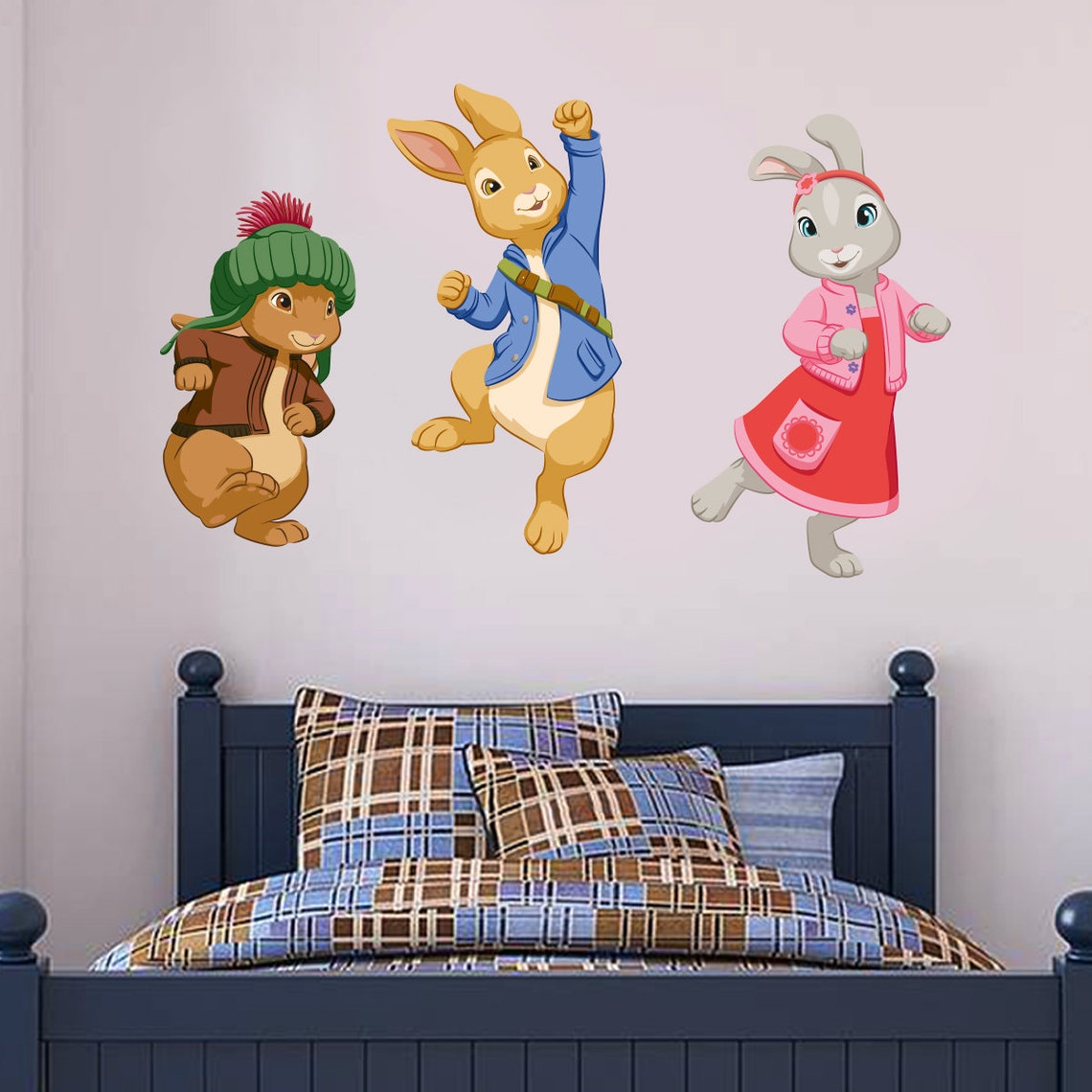 Official Peter Rabbit, Benjamin Bunny, Lilly Bobtail Trio Wall Sticker ...
