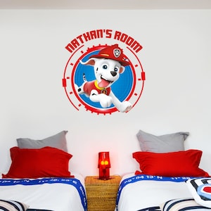 Pegatina de pared de la Patrulla Canina - Calcomanía de pared con el nombre personalizado de Marshall