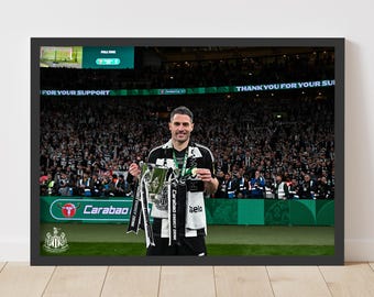 Newcastle United Cup Winners Print - Schär with Trophy Poster