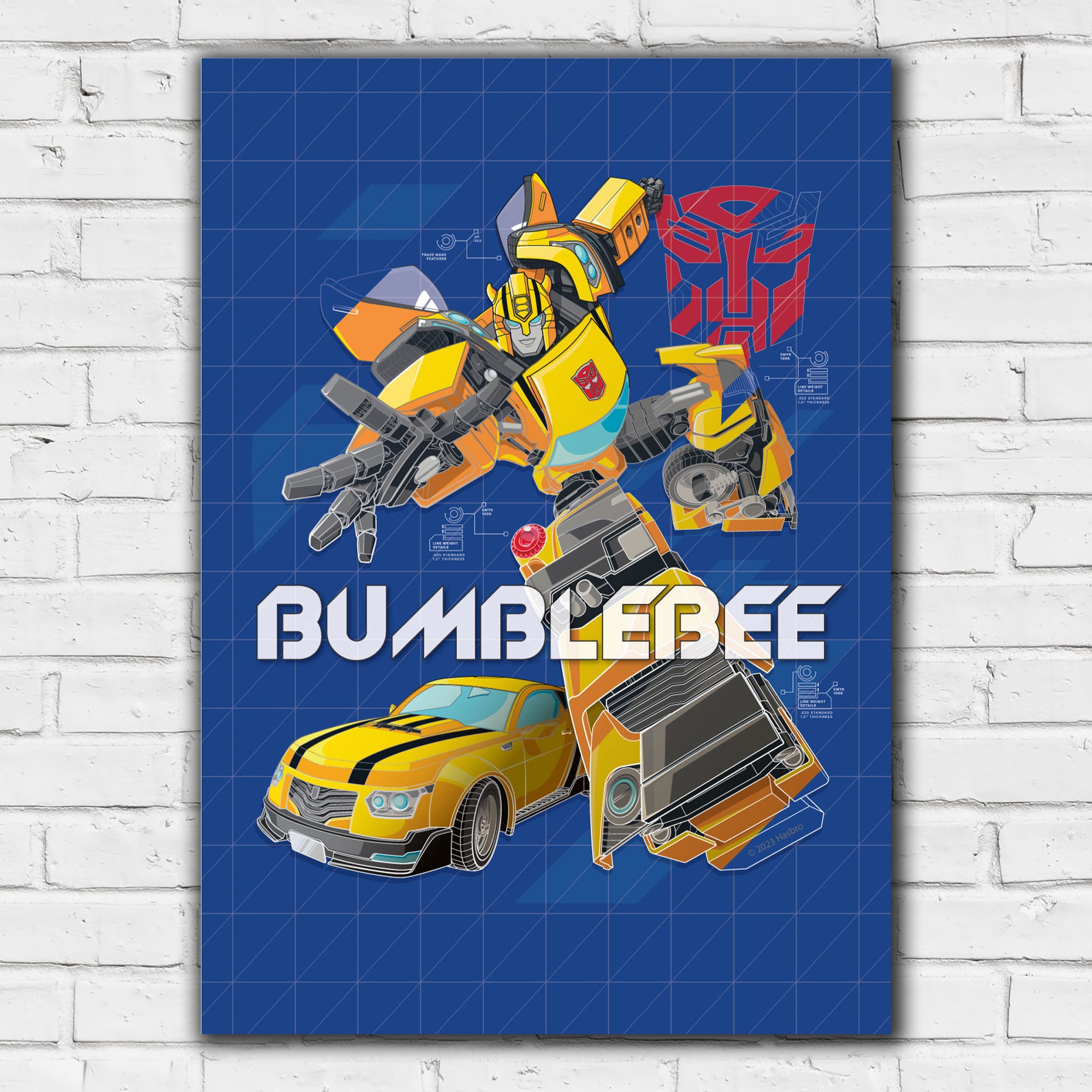Transformers Print - Transformers Bumblebee Blueprint Wall Art Poster ...