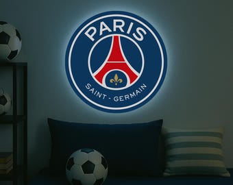 Enseigne Lumineuse LED Paris Saint-Germain PSG - 24 Cm - Décoration