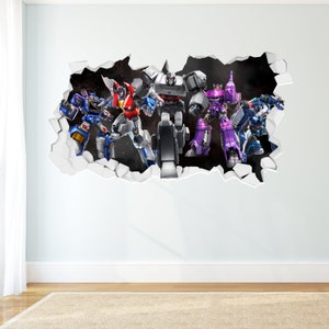 Transformers Decepticons Broken Wall Sticker Decal Art Vinyl Mural Kids Bedroom