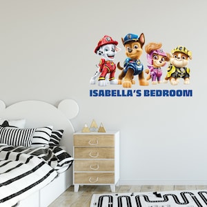 Pegatina de pared con nombre personalizado de Paw Patrol Movie 4 Pups
