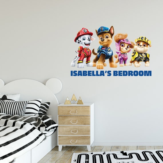 PAW PATROL CHASE PERSONALISED WALL STICKER children's bedroom decal art graphic 