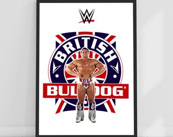 WWE Print - British Bulldog Graphic Poster Wrestling Wall Art