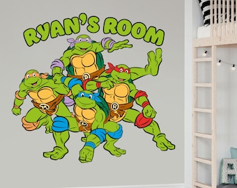 Teenage Mutant Ninja Turtles Wall Sticker - Group Crouching Personalised Decal TMNT Art