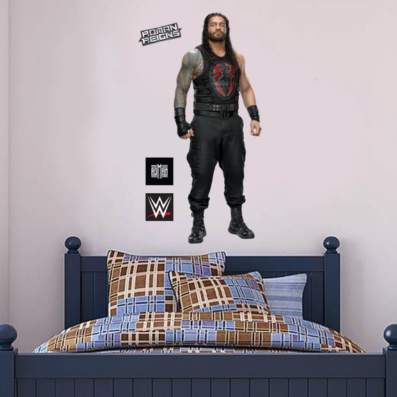 Wwe Roman Reigns Wrestler Decal Bonus Wall Sticker Set Etsy