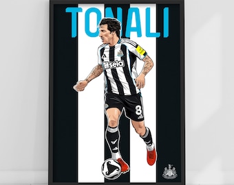 Newcastle United FC Print - Tonali Illustration Poster Fußball Wandkunst