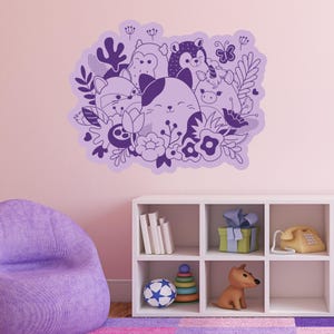 Squishmallows Wall Sticker - Purple Floral Group Decal Wall Art