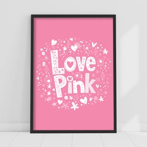 Impresión rosa - Arte de la pared del cartel rosa del amor