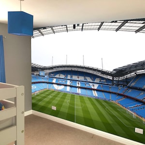 Manchester City Full Wall Mural - CITY in Stands Etihad Stadium Wall Art