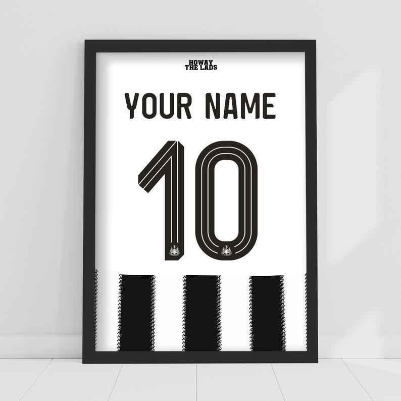 Newcastle United FC Print - 25-26 Personalised Shirt Pattern Poster Football Wall Art image 1