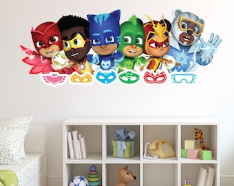 PJ Masks Power Heroes Wall Sticker - Group With Emblems Wall Art