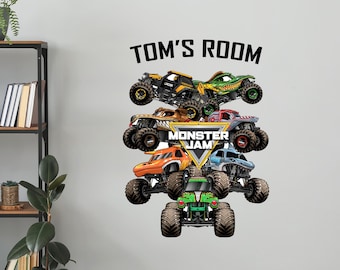 Monster Jam Wall Sticker - Group Personalised Text Decal Wall Art