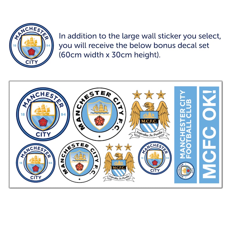 Manchester City Wall Sticker CITY in Stands Stadium Broken Wall Decal Set image 3