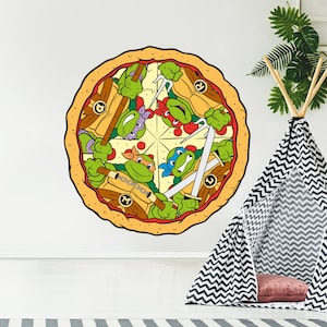 Teenage Mutant Ninja Turtles Wall Sticker - Group in Pizza Decal TMNT Art