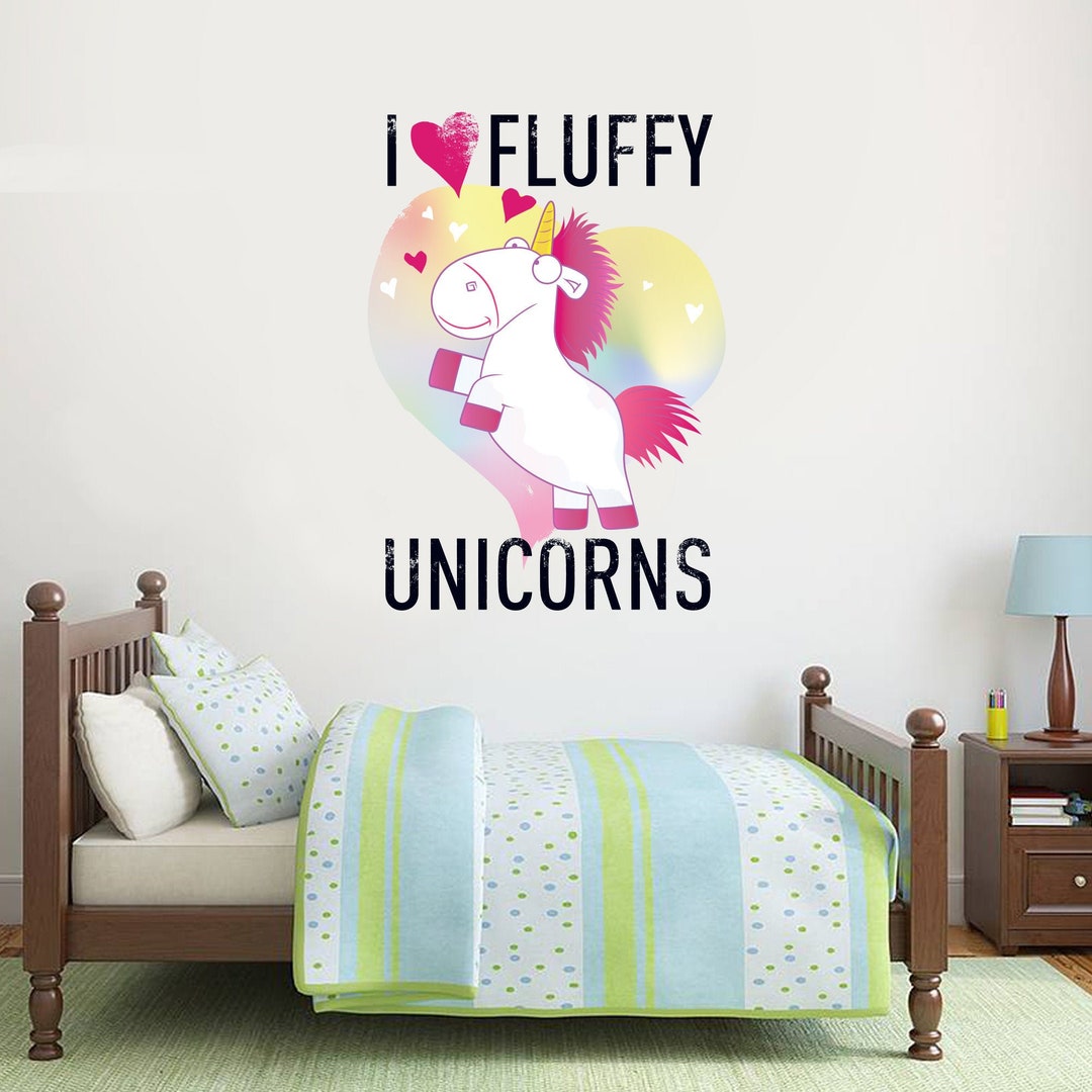 Despicable Me - I Love Fluffy Unicorns Wall Sticker - Etsy