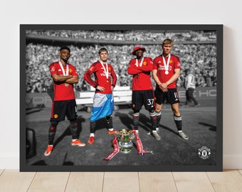 Manchester United FC Print - Cup Winners Landscape Poster Football Wall Art
