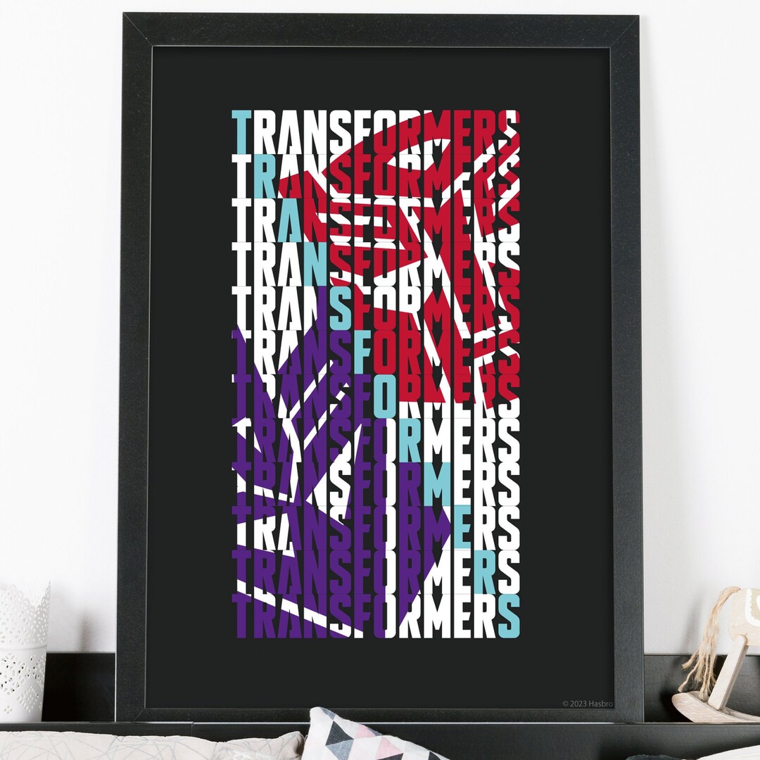 Transformers Print - Autobots and Decepticons Repeat Title Black Wall ...