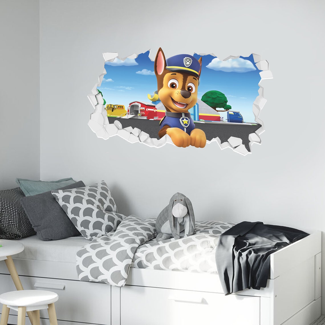 Paw Patrol Wall Sticker Chase Broken Wall Decal Etsy