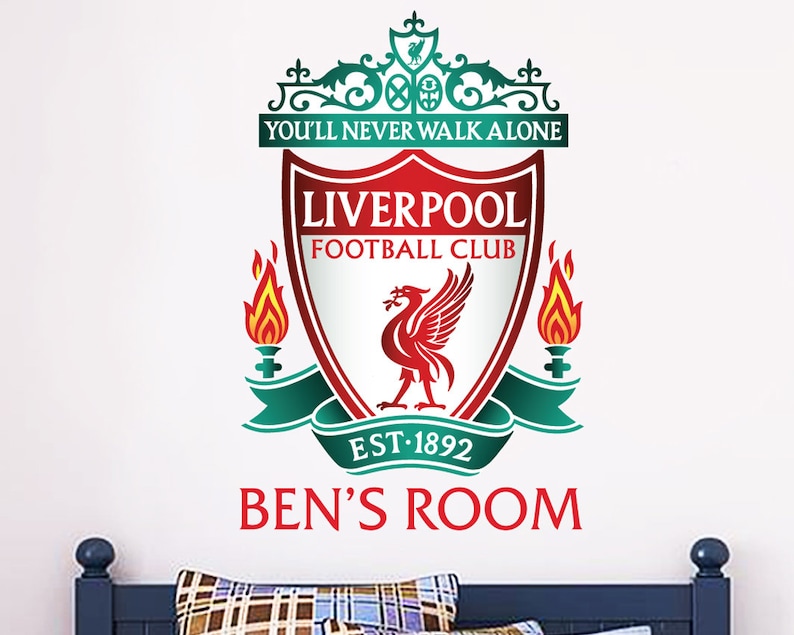 Liverpool Football Club Personalised Name & Crest Wall Decal LFC Wall Sticker Set image 1