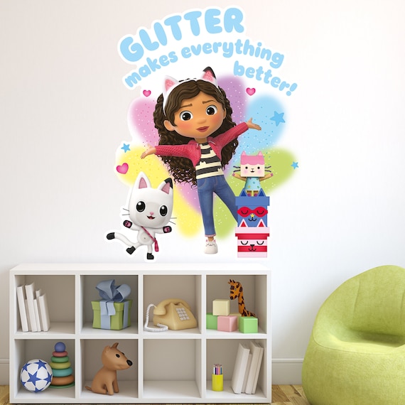 Gabby's Dollhouse Wall Sticker Gabby and Pandy Sat Down Personalised Name  Wall Art Kids Decal 
