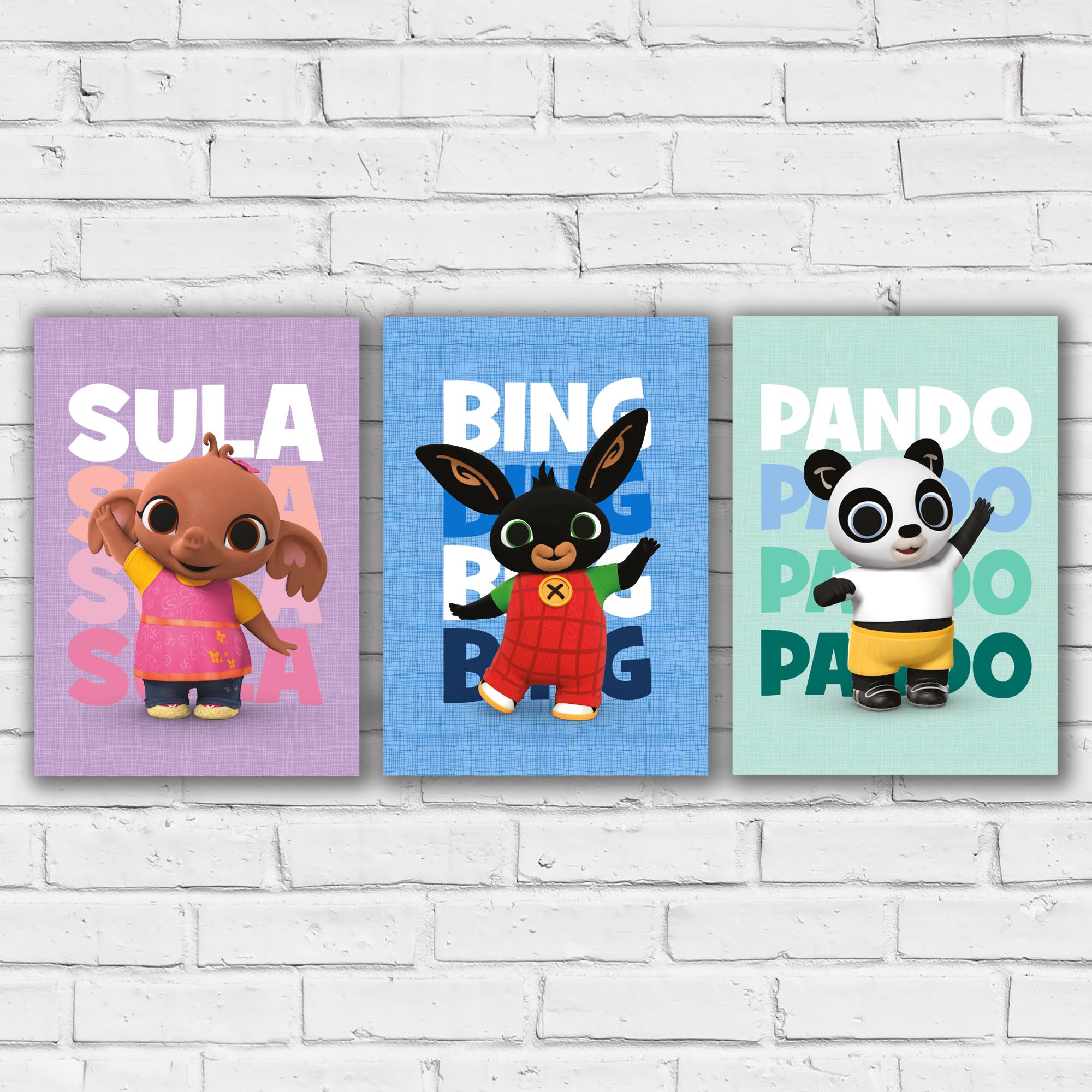 Bing Print - Bing Sula and Pando Repeat Name Set of 3 Posters Wall