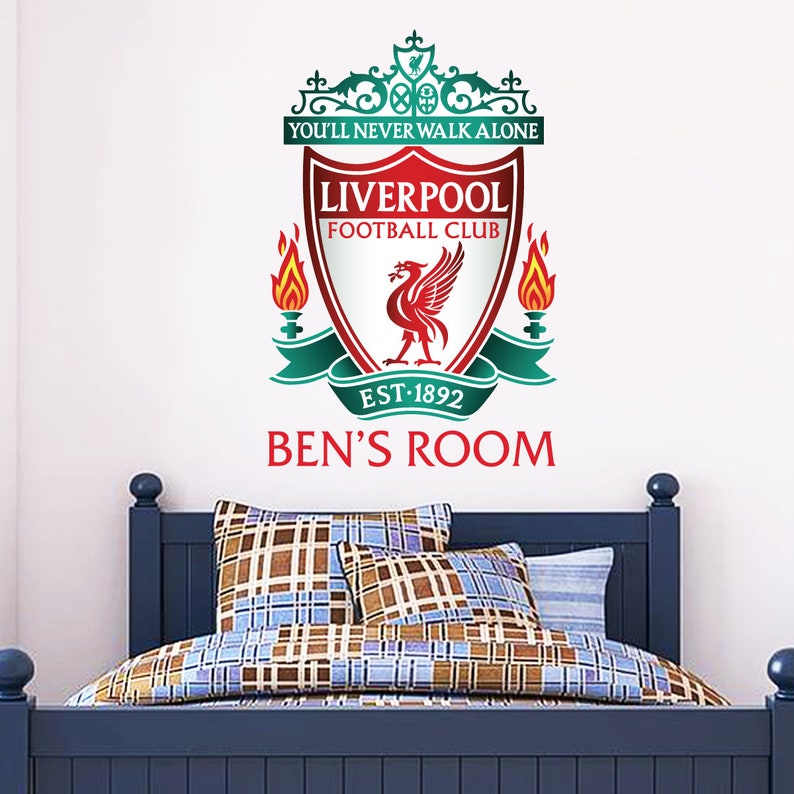 Liverpool Football Club Personalised Name & Crest Wall Decal LFC Wall Sticker Set image 2