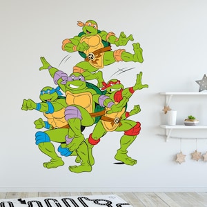 Teenage Mutant Ninja Turtles Wall Sticker - Group Action Pose Decal TMNT Art