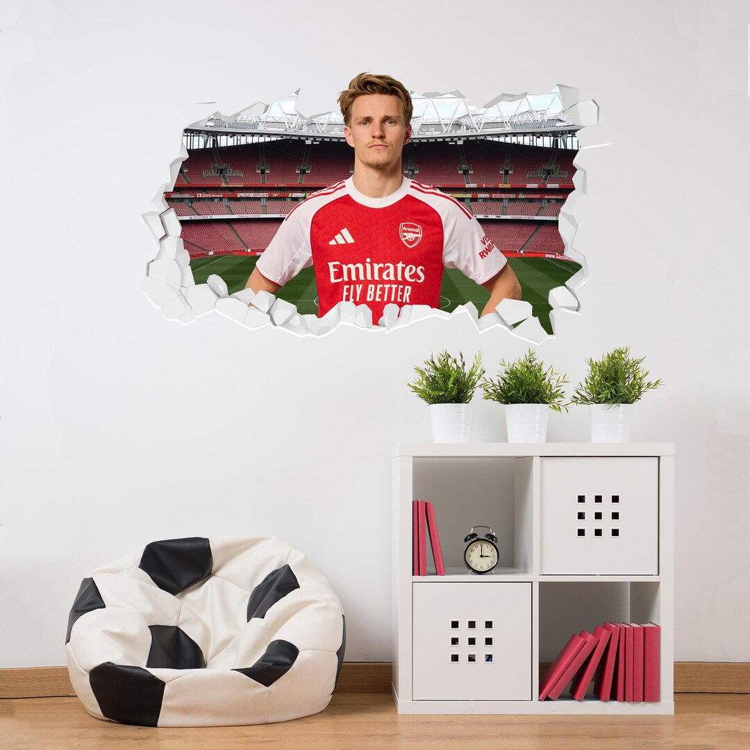 Arsenal FC Wall Sticker - Martin Odegaard 25/26 Broken Wall - Etsy