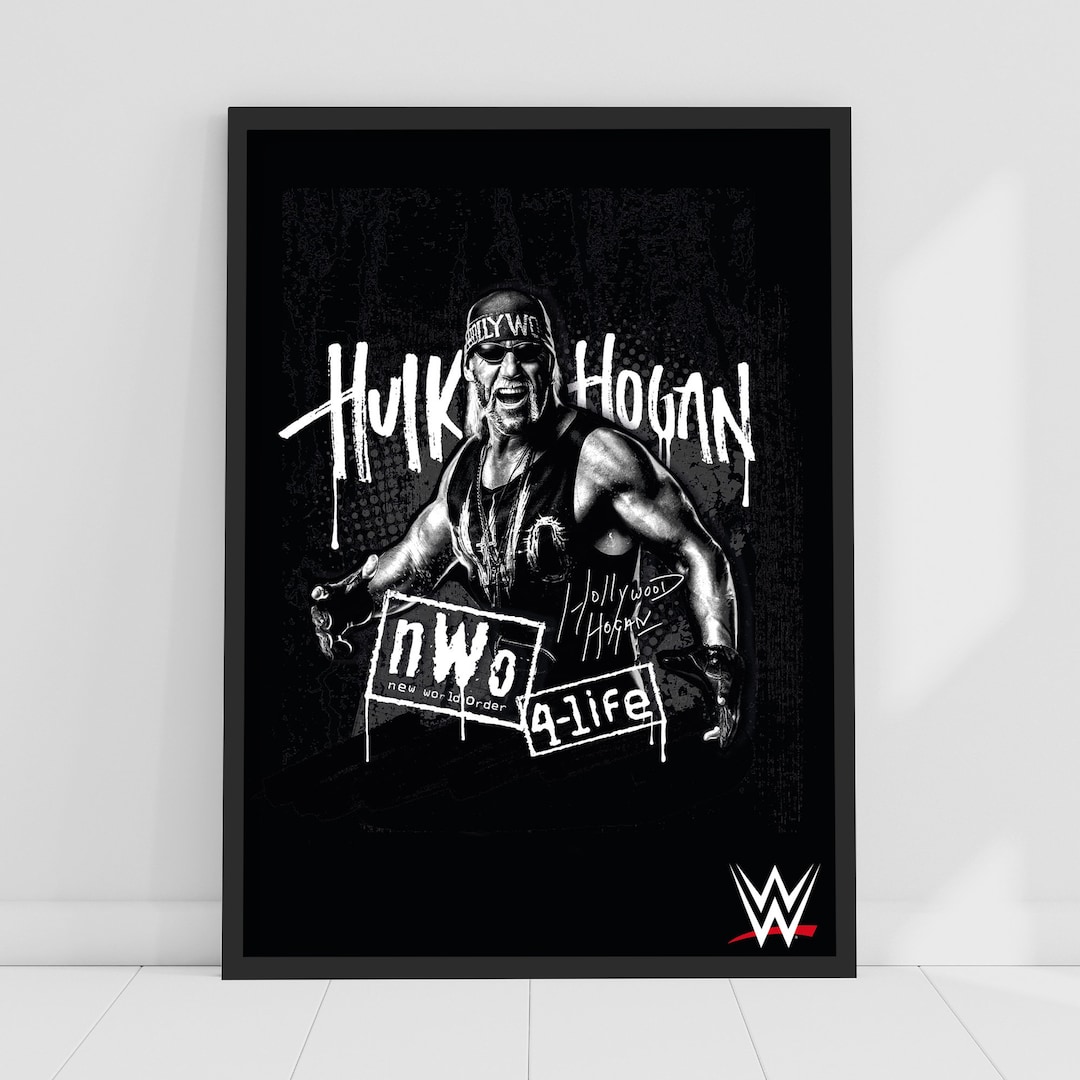 WWE Print Hulk Hogan Black and White Graphic Poster Wrestling Wall Art