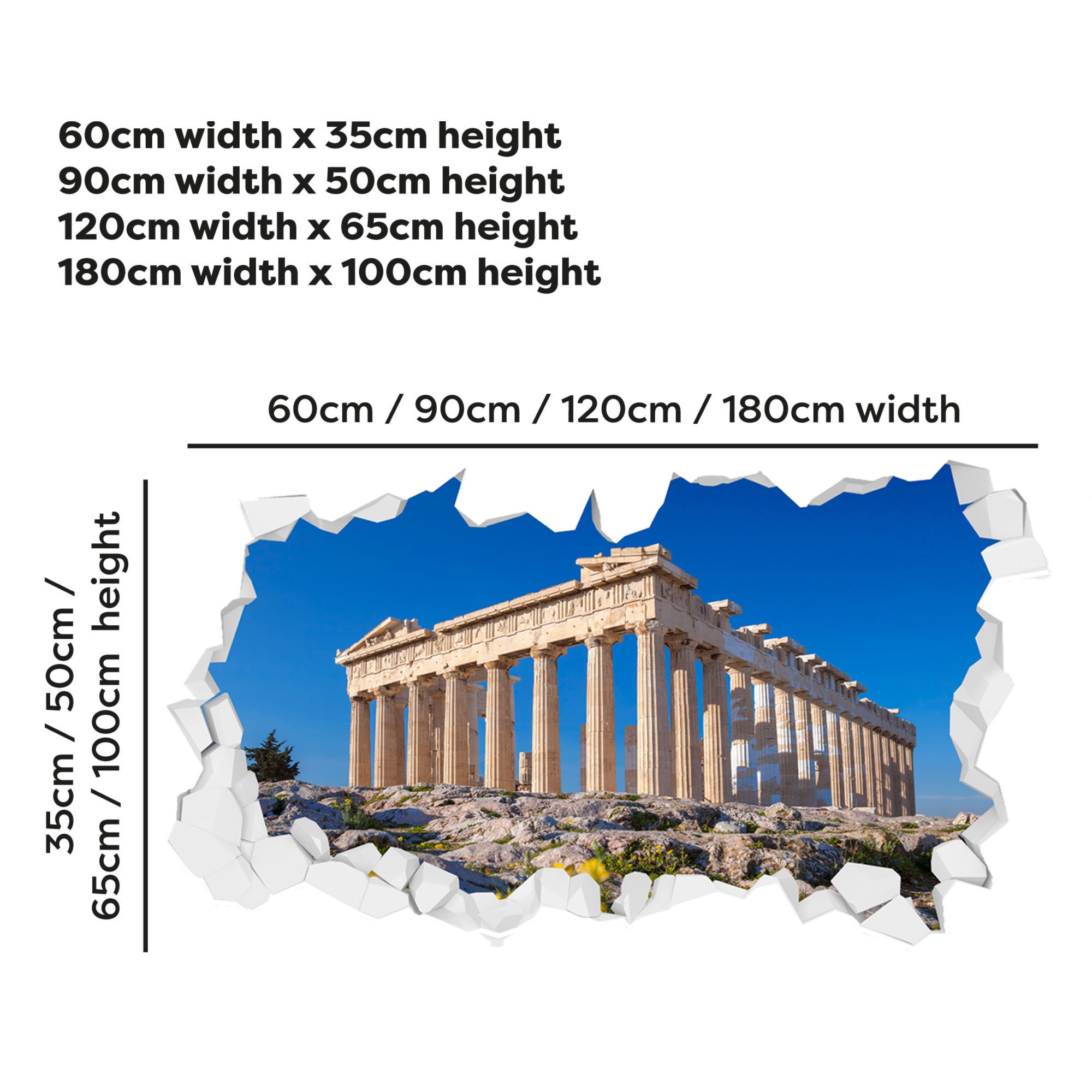 Greek Sticker Buildings Greece Wall Sticker - Greek Parthenon Broken Wall Decal Home Decor Art ...