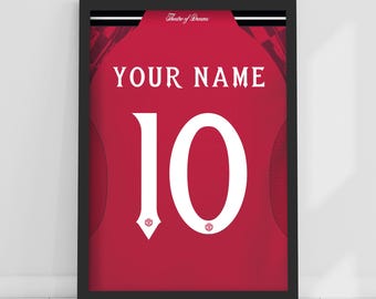 Manchester United FC Print - 25/26 Personalised Shirt Pattern Poster Football Wall Art