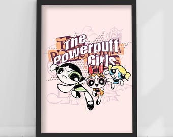 Stampa Powerpuff Girls™ – Poster rosa con schizzi di Supereroi, arte murale