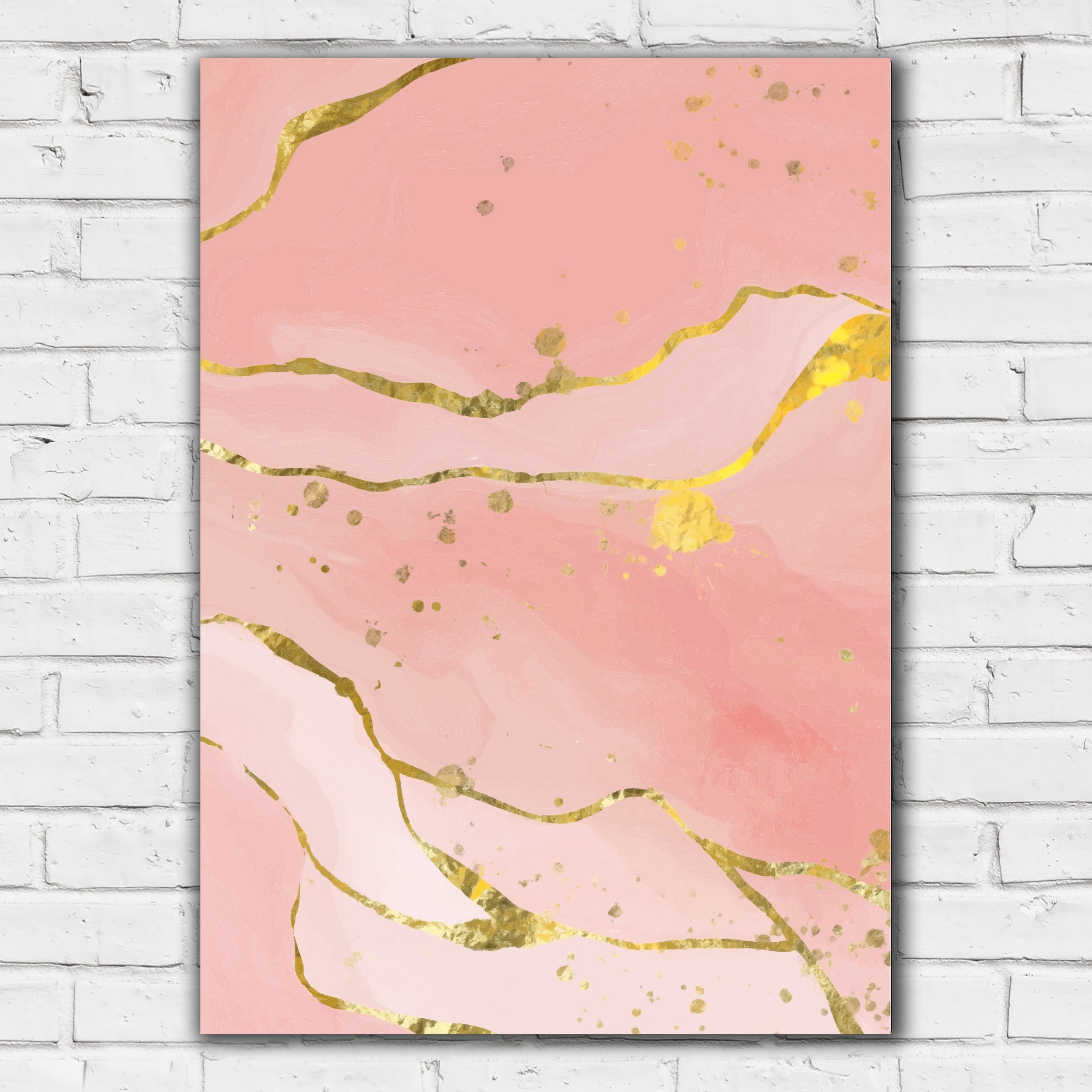 Pink Print - Pink and Gold Lines Poster Wall Art - Etsy